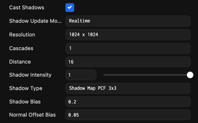 Light Component Shadow Settings