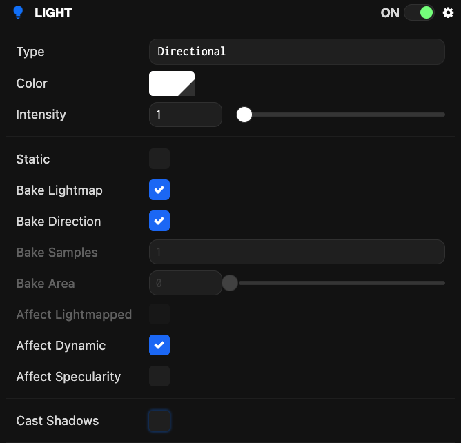 Light Component Settings