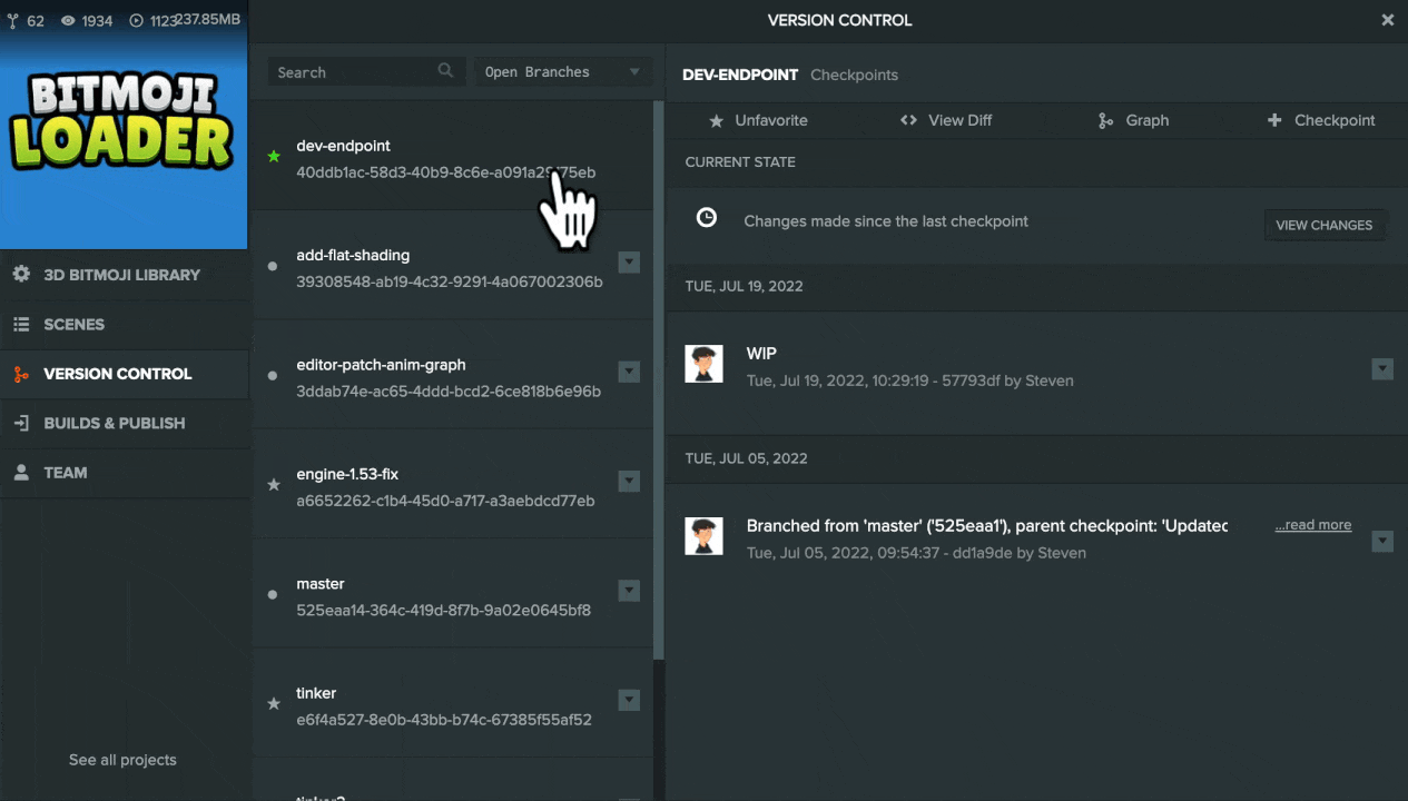 Favorite a branch via button