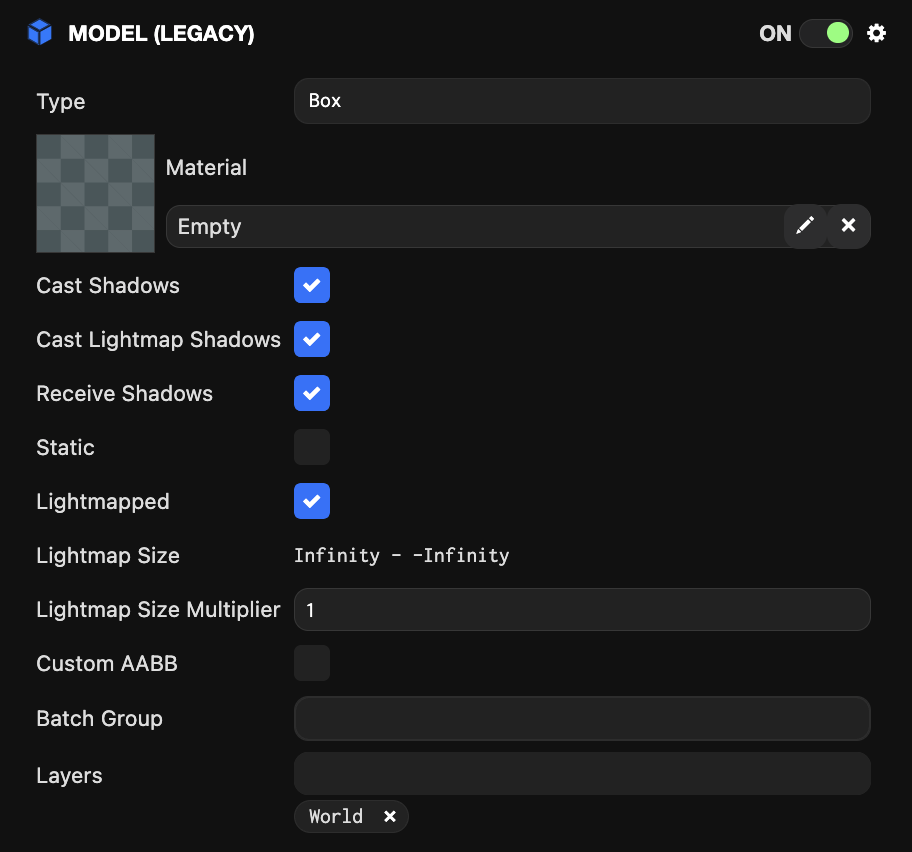 Model Component Settings