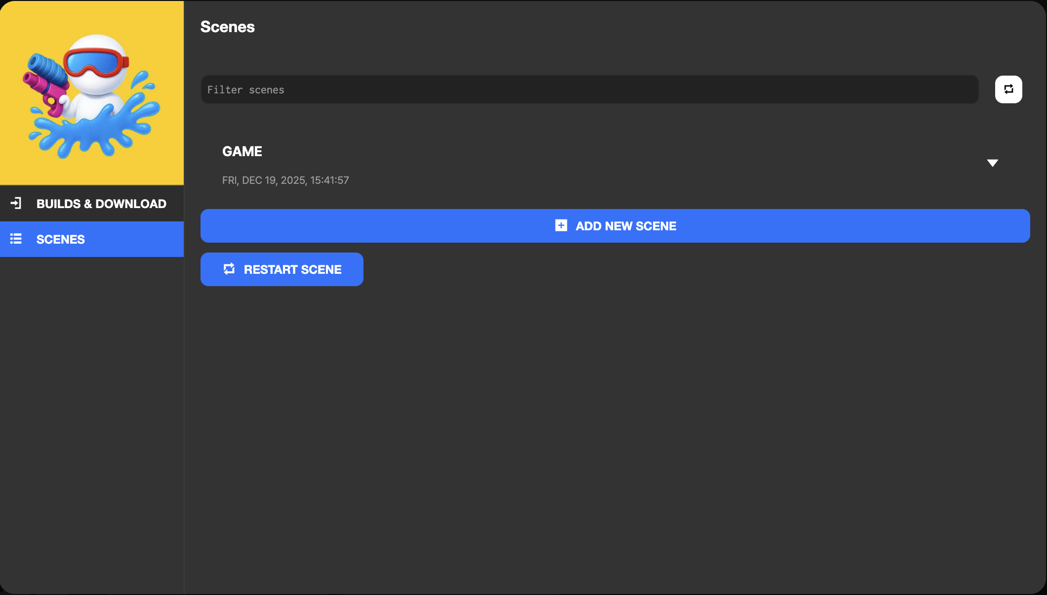 Project opening screen