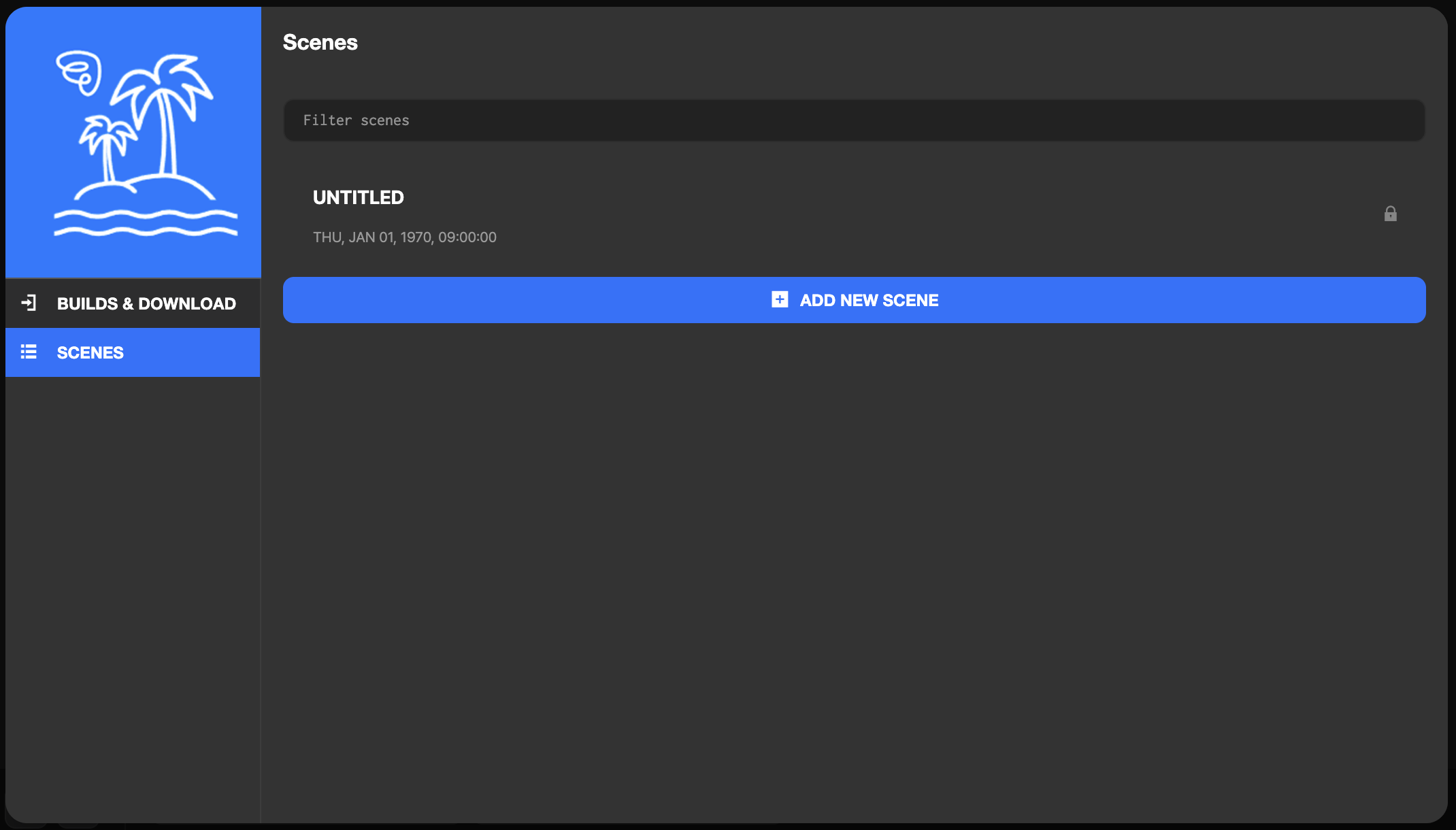 Project opening screen
