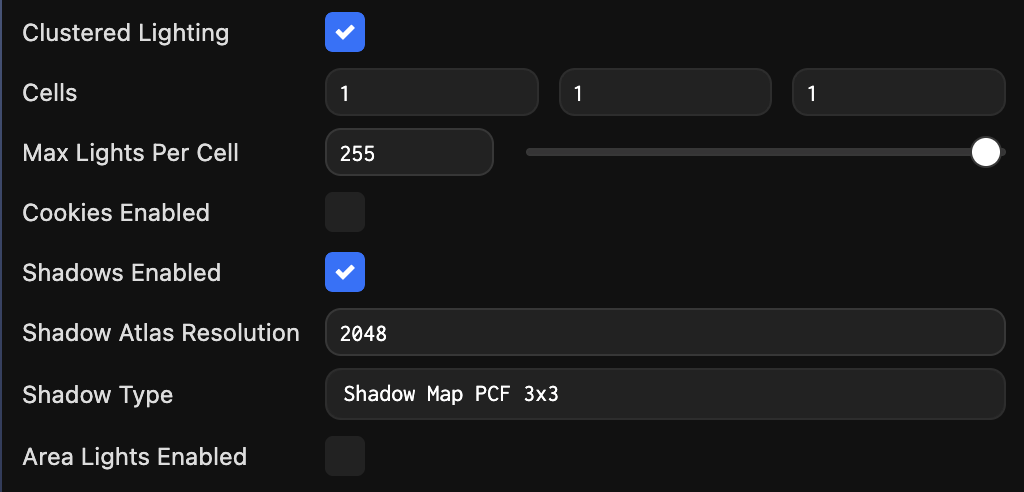 Clustered Lighting Editor UI