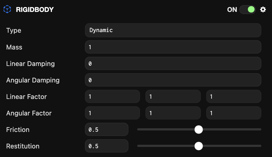 Rigid Body component (Dynamic)
