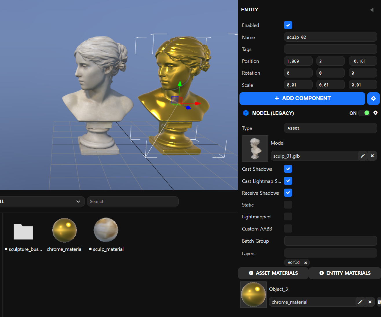 Different Material Selected